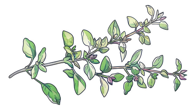 green thyme branch watercolor style clip art preview
