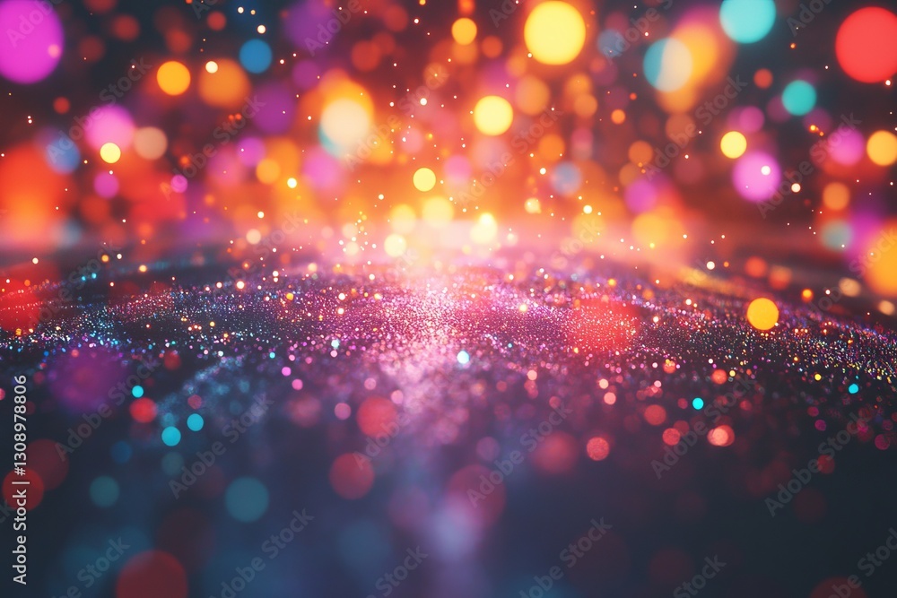 Poster vibrant dreamscape a mesmerizing abstract scene of colorful bokeh and sparkling glitter particles