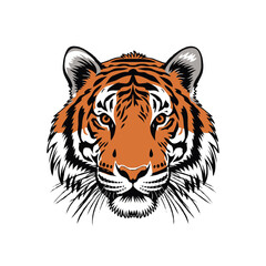 Create a tiger head vector art silhouette with white background.