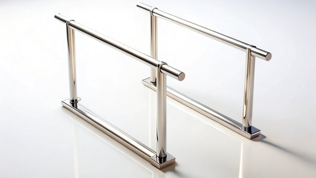 Minimalist Luxury Parallettes: Top-Down View on White Background - Fitness Equipment
