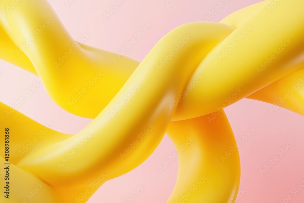 Aufkleber abstract yellow chain links on a soft pink background, symbolizing connection and unity in a vibrant