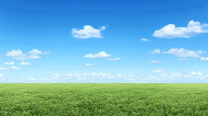 Fototapeta premium Bright Blue Sky Over Lush Green Field