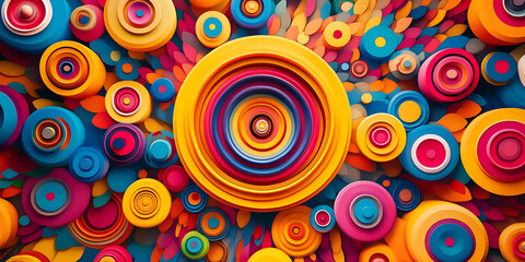Fototapeta premium Vibrant Circular Collage A Joyful Celebration of Colors for Abstract Art or Creative Design