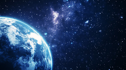 Obraz premium Apocalyptic Celestial Encounter: Glowing Asteroid on Collision Course with Earth Amidst Cosmic Splendor