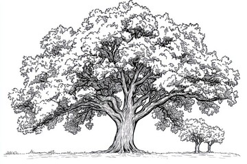 Fototapeta premium Majestic Tree Drawing Landscape (1)