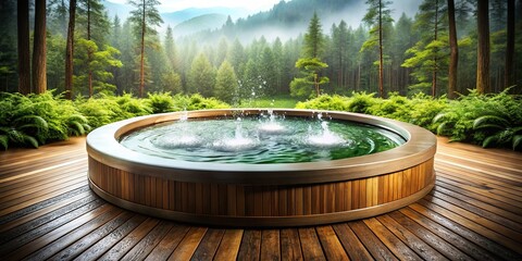 Fototapeta premium Hot Tub Cleaner, Minimal Splash, Circular Frame, Rain Puddle, Forest Greens
