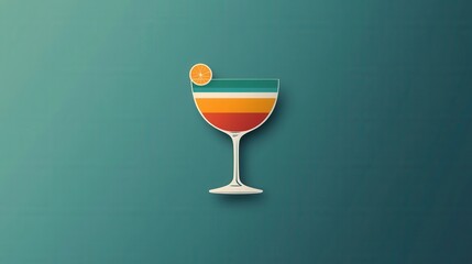 Minimalist cocktail glass design featuring vibrant orange and teal colors for a refreshing drink concept