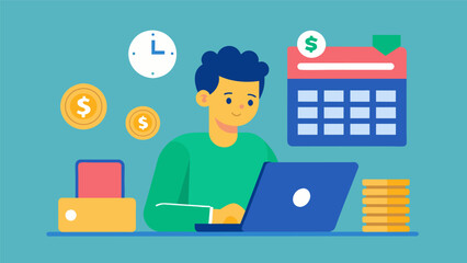 Fototapeta premium Stay on top of loan interest and repayment plans with personalized calculators and payment schedules.. Vector illustration
