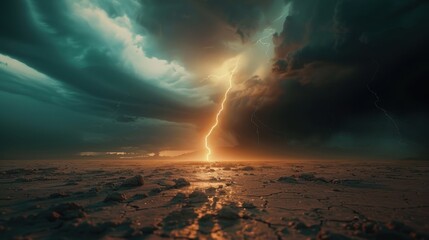 Obraz premium Lightning's abstract beauty pierces the storm. Thunder follows, showcasing the weather's strength.