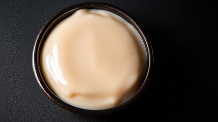 Creamy Aioli Sauce in a Small Dish Isolated on Dark Background