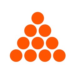 Geometric Abstract Pyramid Made of Orange Circles on White Background. For kids, learning, primary school