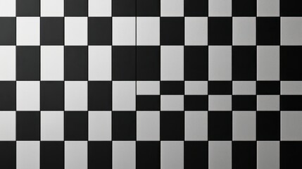 Fototapeta premium Elegant Black and White Tiled Wall with Classic Clock Showing Time