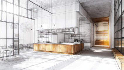 Modern Commercial Kitchen Design, Architectural Visualization.
