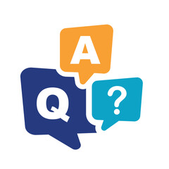 FAQ, Q and A questions and answers icon. 
