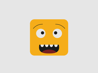 A simple, flat vector illustration of a cartoon face with a yellow square head