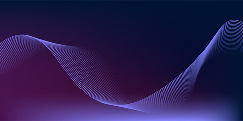 Dot blue purple wave line light gradient dark background. Abstract technology big data digital background.
