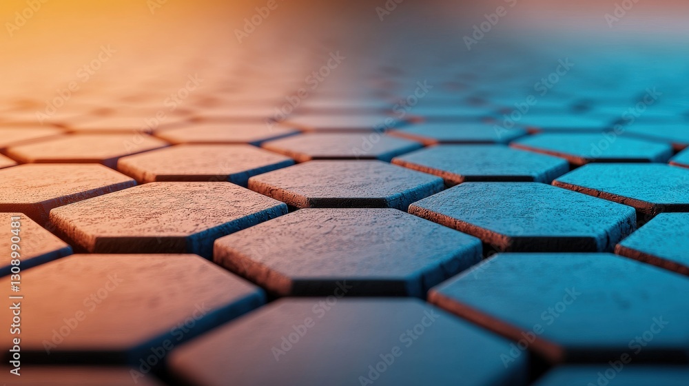 Poster close-up on hexagonal geometry abstract digital design