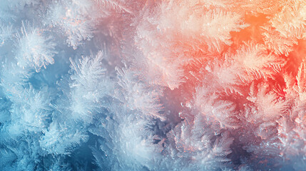 Frost patterns on glass create a stunning display of intricate designs in morning light during winter season. Generative AI