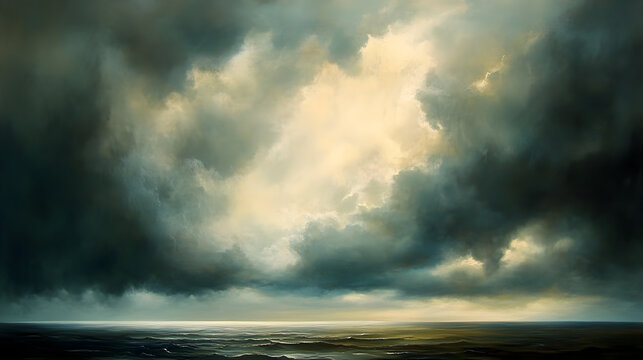 sky with dramatic dark clouds rolling in over the horizon 