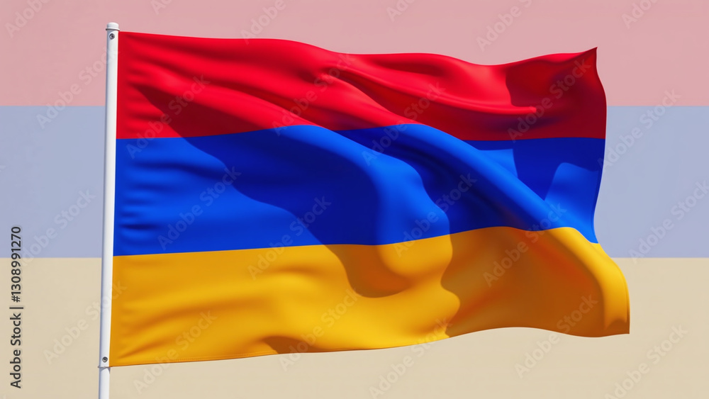 Poster armenian flag waves freely animation seamless loop realistic effect