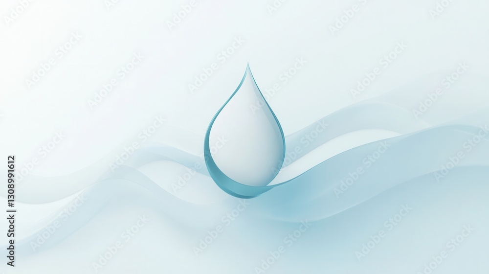 Poster minimalist dairy logo featuring a smooth milk drop design in soft blue and white tones ideal for mod