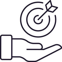 Target over Hand Minimalistic Thin Line Icon for Web and Graphic Design, Apps, Banners, Social Network and Cards
