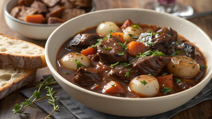 Authentic Beef Bourguignon – Red Wine Stew with Vegetables