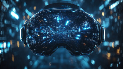 Exploring virtual reality with advanced headset technology in a digital environment. Generative AI