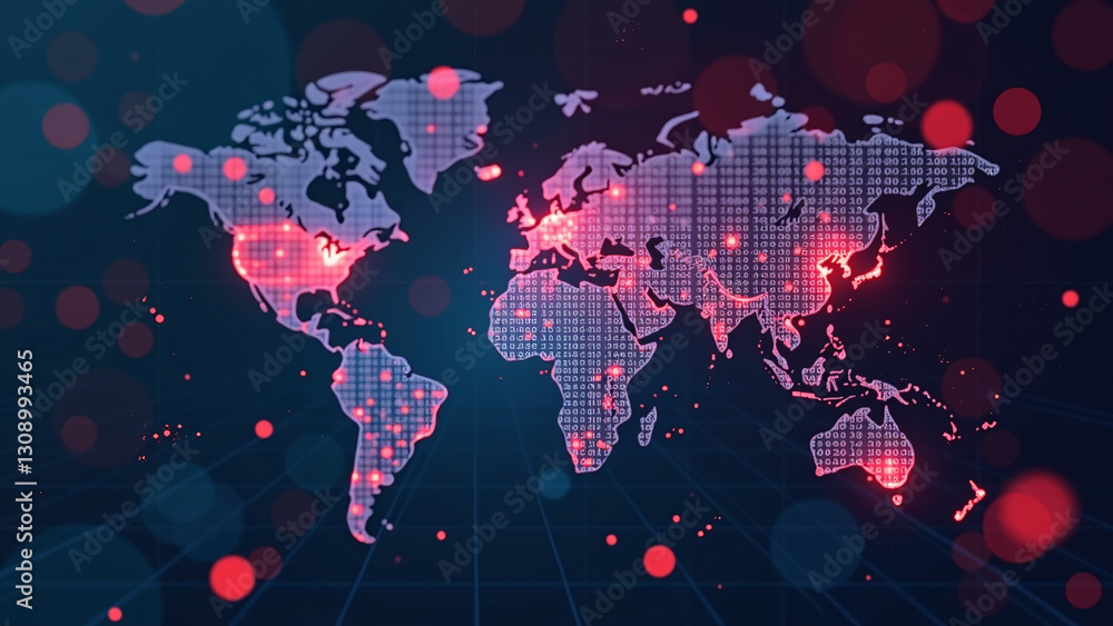 Poster cyber information fabric flows trendy data processing streams daily worldwide rapidly evolving