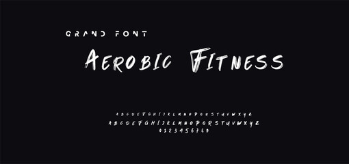 Lettering font isolated on black background. Texture alphabet in street art and graffiti style. Grunge and dirty effect.  Vector brush letters.