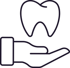 Tooth over Hand Illustration for Graphics, Designs, Books, Adverts, Apps