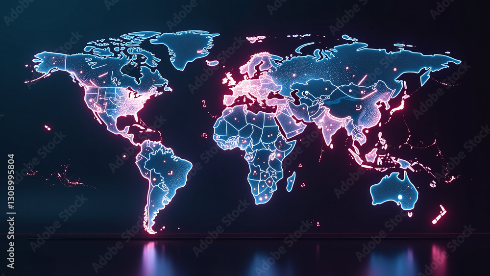 Poster global electronics futuristic digital light display mapping technology