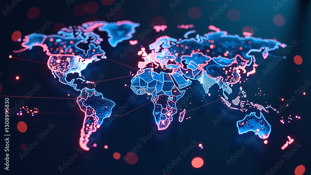 Poster global electronics futuristic digital light display mapping technology