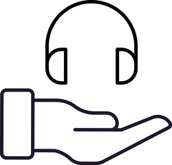 Fototapeta premium Headphones over Hand Editable Stroke for Graphic Design, Web Sites, Cards, Books, Articles
