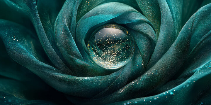 Glass ball on luxurious velvet fabric