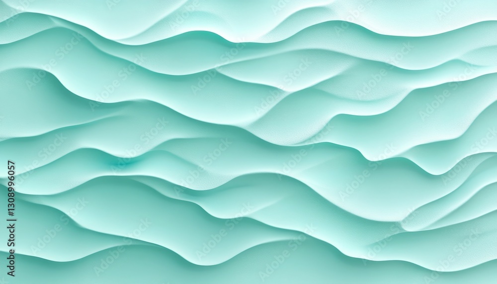 Poster delicate teal 3d wave texture monochromatic minimalist background for stylish design projects
