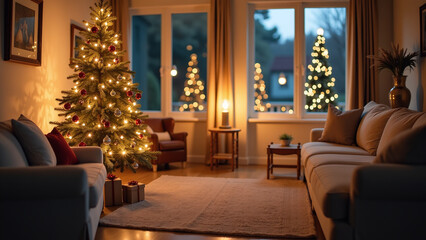 holiday decorations add festive charm christmas trees sparkling lights creating cozy atmosphere
