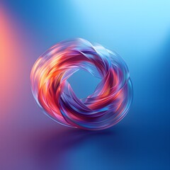 Fluid translucent ribbons swirl in a mesmerizing fusion of blue, red, and orange, creating a dynamic, futuristic design.