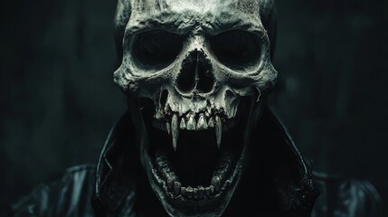 Terrifying Ghoul Portrait: A Screaming Skull with Dramatic Lighting