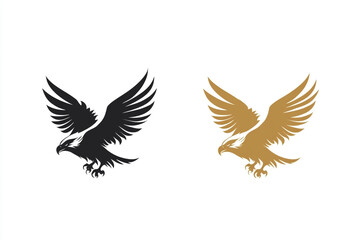 Obraz premium Eagle logo, vector graphic design, simple and minimalist style, black color only on a white background, high resolution, professional quality.