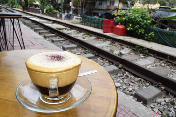 Egg coffee at Hanoi Train Street, Vietnam