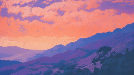 Fototapeta premium Amazing beautiful sunset landscape background wallpaper with unusual colors