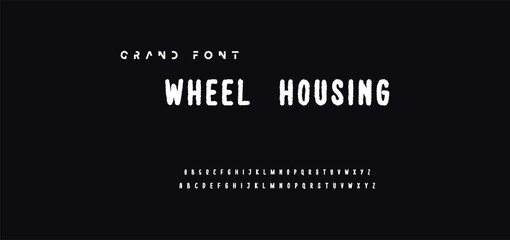 Lettering font isolated on black background. Texture alphabet in street art and graffiti style. Grunge and dirty effect.  Vector brush letters.