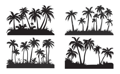 Set of coconut tree shitteolute vector