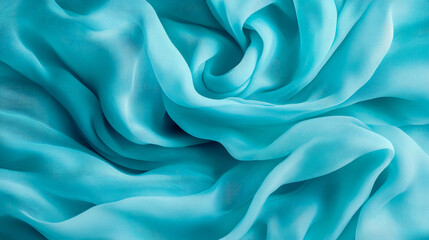Fototapeta premium Abstract aqua fabric waves, a rippling silk textile for fashion or home decor material