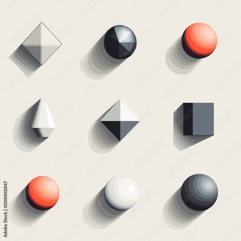 Poster geometric shapes and shadows on a neutral surface. abstract design.