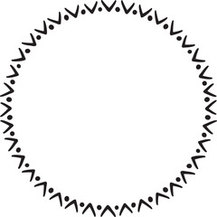 Circular border with small Vs and circles. Vector illustration made with black strokes creating a circular border.