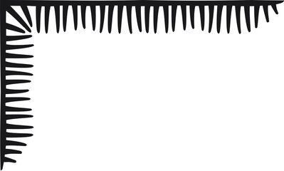 L-shaped border made with many strokes joined to a line. Vector illustration made with black strokes creating an L-shaped border.