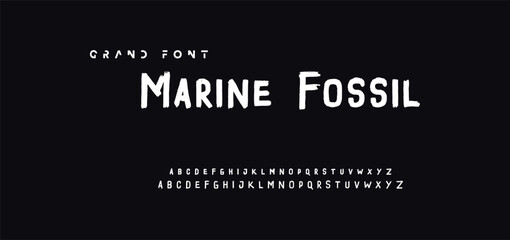 Lettering font isolated on black background. Texture alphabet in street art and graffiti style. Grunge and dirty effect.  Vector brush letters.