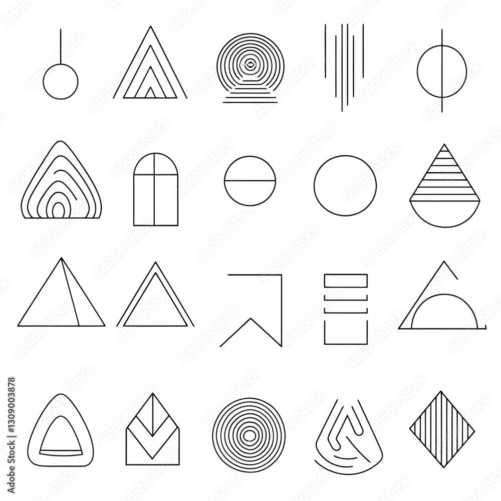 Poster geometric shapes vector design minimalist linear art decorative pattern